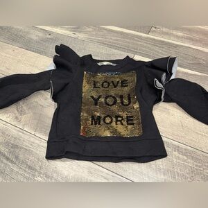Elie Saab Black Kids Sweatshirt with Gold Sequins LOVE YOU MORE